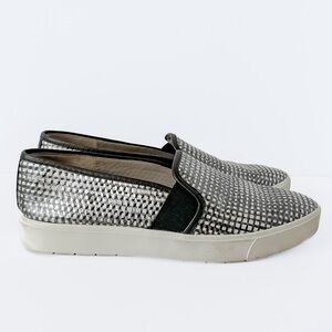 Vince Women's Blair Slip On Sneakers Size 7 Silver Black White Shoe